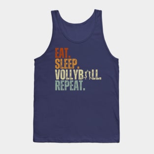 Eat Sleep Volleyball Repeat Kids Adult Women Retro Vintage Tank Top